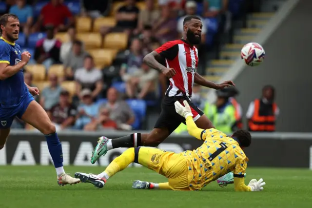 Igor Thiago scores for Brentford against AFC Wimbledon