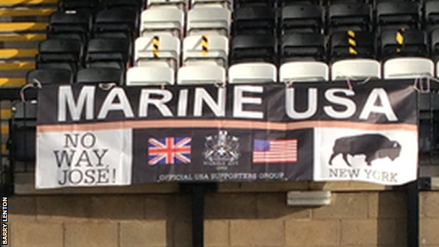 A flag at non-league Marine's ground in Crosby