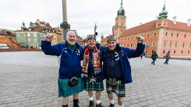 Scotland fans before the UEFA Nations League 2024/25 League A Group A1 match between Poland and Scotland at the PGE Narodowy