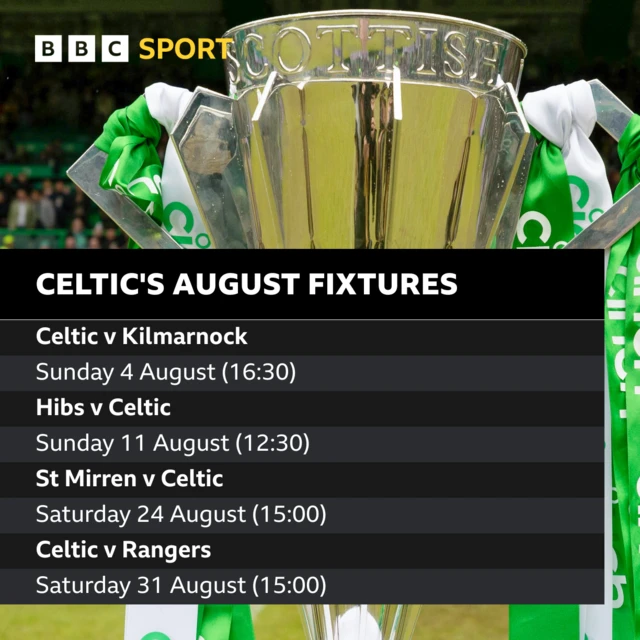 Celtic's August fixtures