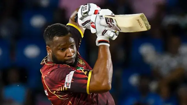 Kieron Pollard batting for Trinbago Knight Riders