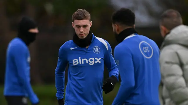 Cole Palmer in action during Chelsea training