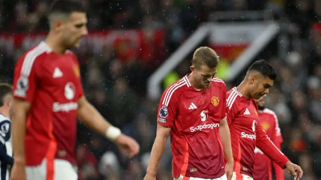 Matthijs de Ligt of Manchester United shows dejection after Dominic Solanke of Tottenham Hotspur (not pictured) scores his team's third goal during the Premier League match between Manchester United FC and Tottenham Hotspur FC at Old Trafford