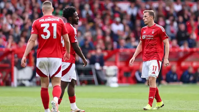 Forest players against Chelsea