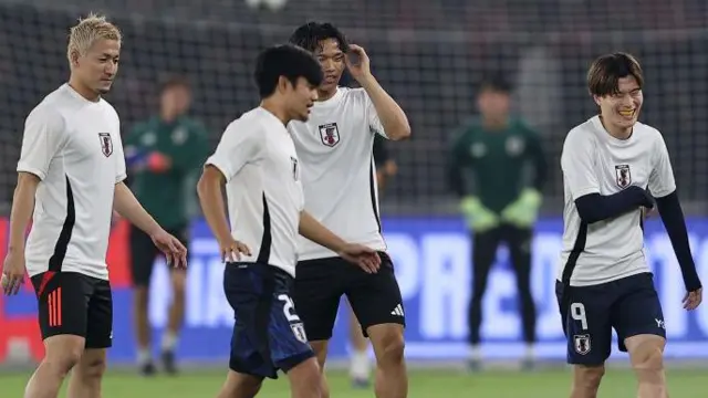 Celtic's Daizen Maeda, left, and Reo Hatate, back centre, featured for Japan against Indonesia but Kyogo Furuhashi stayed on the bench