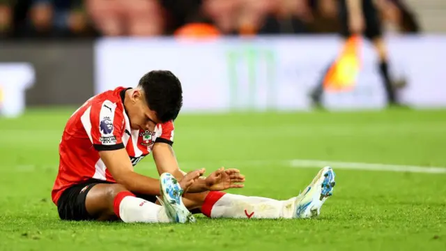 Mateus Fernandes of Southampton during the Premier League match between Southampton FC and Tottenham Hotspur FC at St Mary's Stadium 