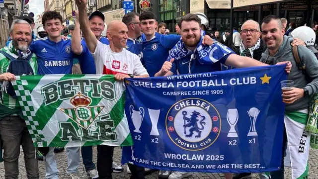 Chelsea fans at the Conference League final