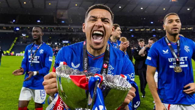 James Tavernier with the Viaplay Cup trophy in 2024