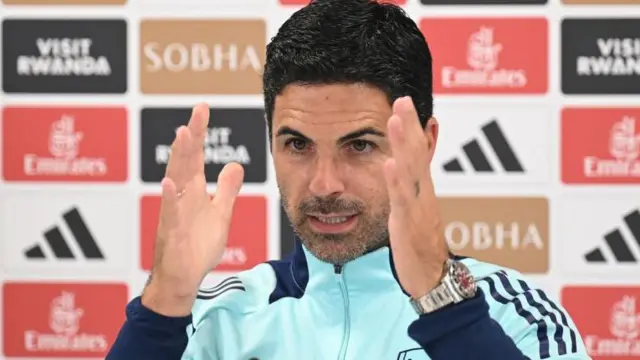 Mikel Arteta during Friday's news conference