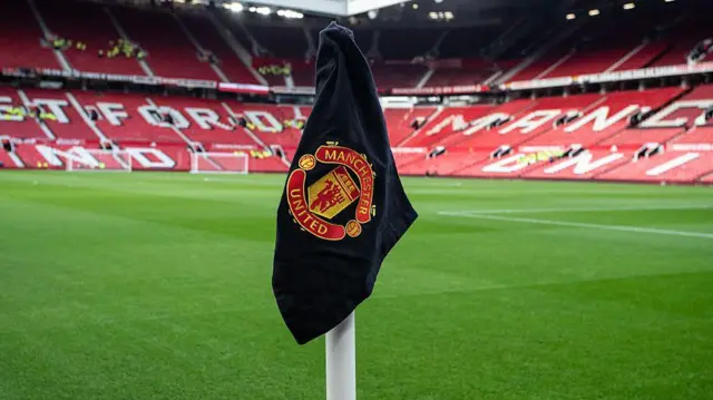Manchester United corner flag at Old Trafford