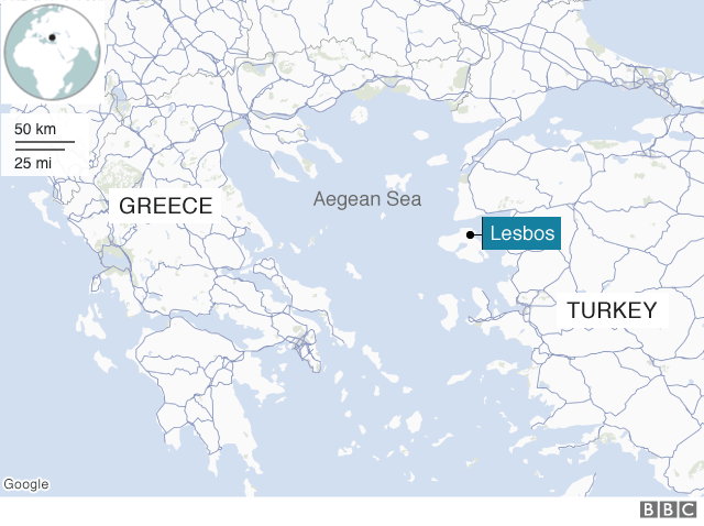 Map showing Lesbos location