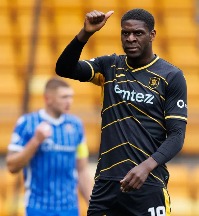 Livingston forward Joel Nouble playing against St Johnstone