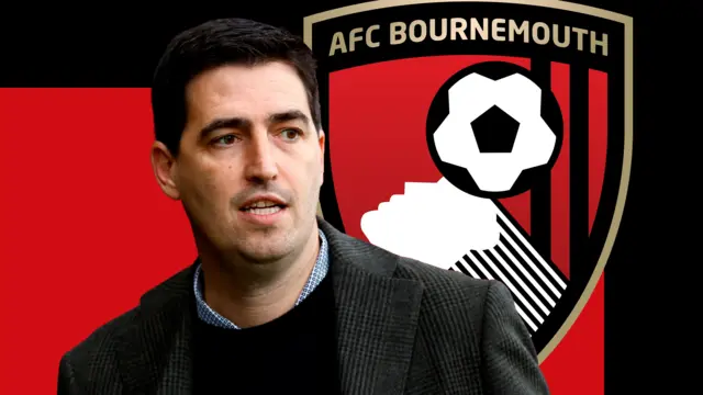 Bournemouth badge with Andoni Iraola