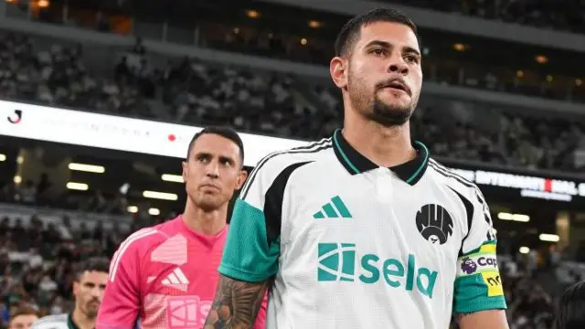 Bruno Guimaraes leads Newcastle out in a pre-season friendly