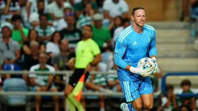 Matz Sels of Nottingham Forest in action