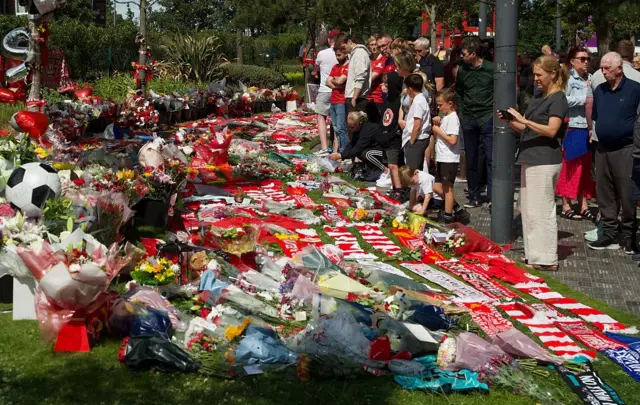 Tributes are laid in huge number for Diogo Jota at Anfield