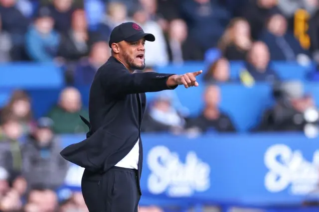 Burnley manager Vincent Kompany during his team's Premier League match against Everton at Goodison Park