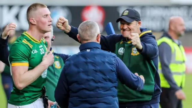 Meath manager John Brennan celebrates after the game