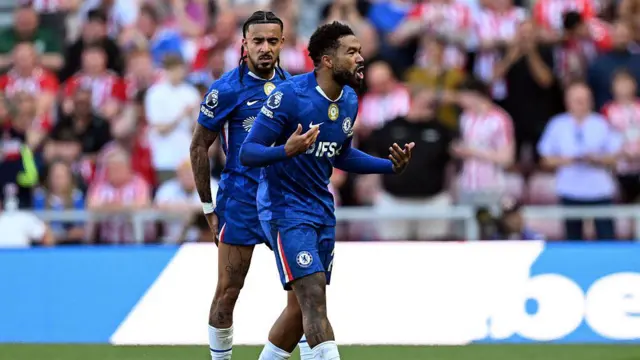 Reece James and Malo Gusto look annoyed