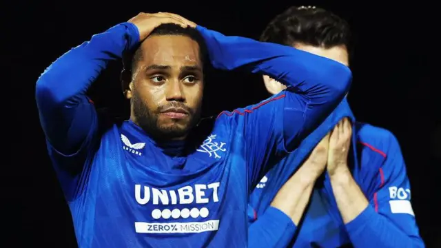 Rangers players dejected at full time