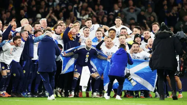 Scotland players celebrate at Hampden