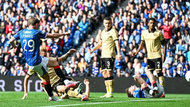 James Penrice scores against St Mirren
