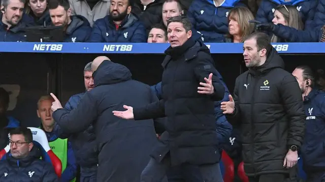 Oliver Glasner manager of Crystal Palace reacts