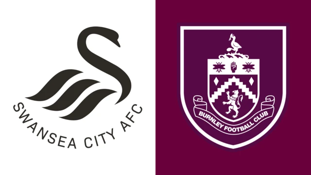 Side-by-side of Swansea City and Burnley club badges