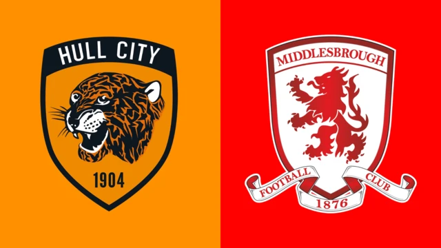 Side-by-side of Hull City and Middlesbrough club badges