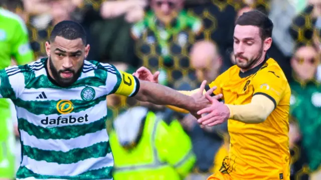 Celtic's Cameron Carter-Vickers and Livingston's Scott Pittman