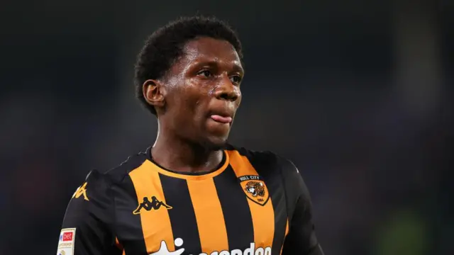 Jaden Philogene-Bidace of Hull City during the Sky Bet Championship match between Hull City and Coventry City at MKM Stadium on September 15, 2023