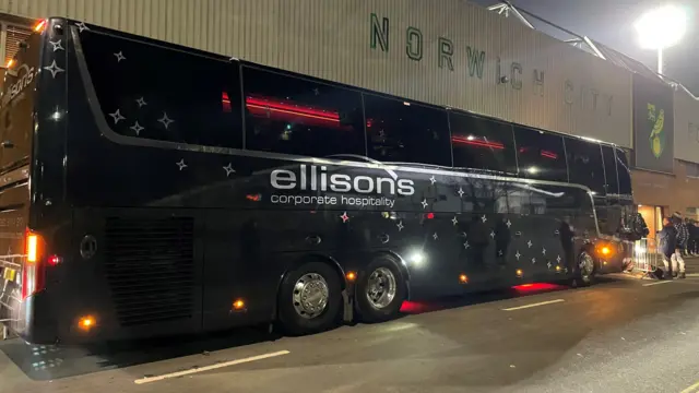 A bus parked outside Carrow Road