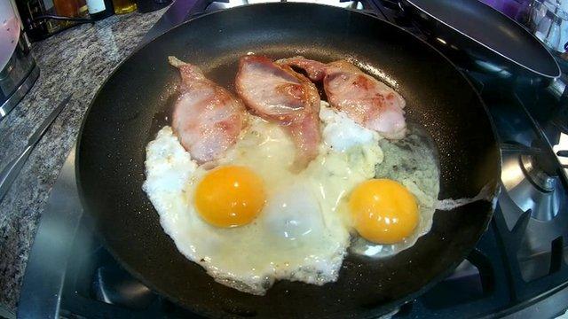 Fried eggs and bacon