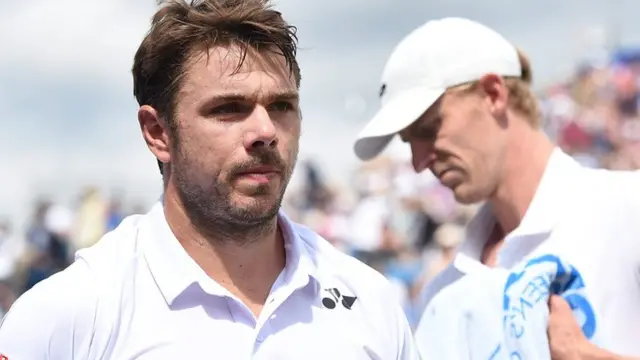 Wawrinka looks on