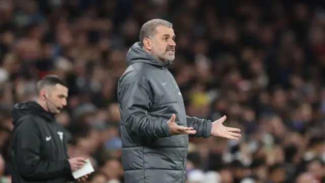 Ange Postecoglou manager / head coach of Tottenham Hotspur during the Premier League match between Tottenham Hotspur FC and Liverpool FC at Tottenham Hotspur Stadium on December 22, 2024