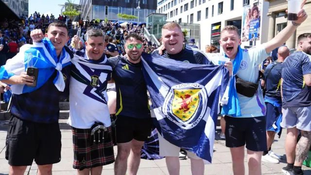 Scotland fans gather in Stuttgart before the Hungary game