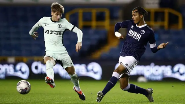 Josh Stephenson in action against Chelsea's youth team