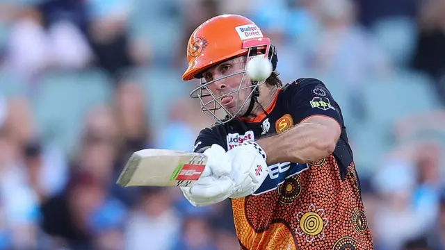 Mitch Marsh plays a shot while playing for Perth Scorchers