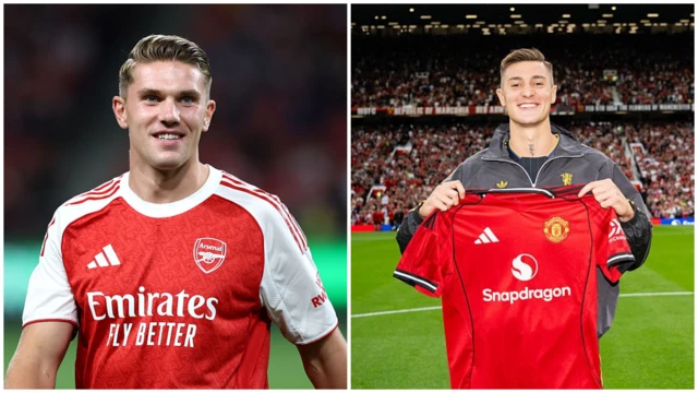 Arsenal striker Viktor Gyokeres and Manchester United forward Benjamin Sesko