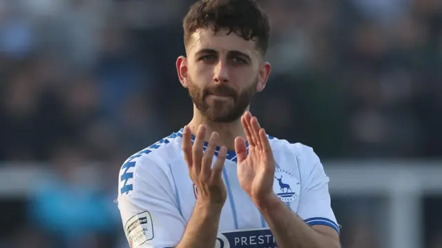 Jack Hunter claps the Hartlepool United fans