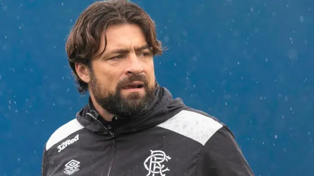 Head Coach Russell Martin during a Rangers training session at the Rangers Training Centre