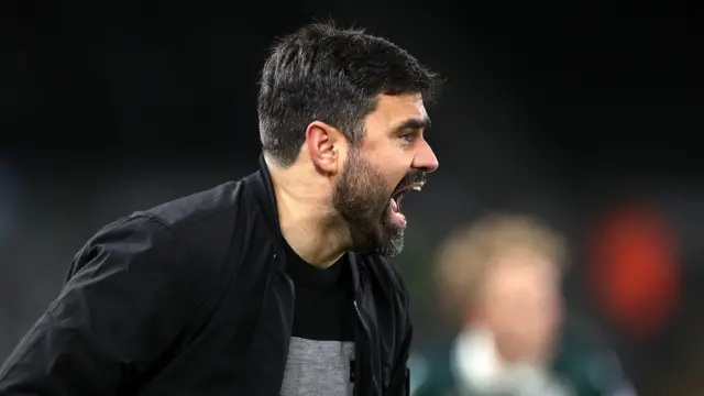 Vitor Matos shouts instructions to his players on the touchline 