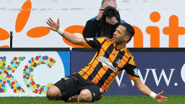 Liam Rosenior of Hull City celebrates scoring