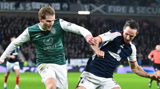 Hibernian's Chris Cadden and Falkirk's Liam Henderson