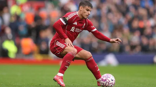Milos Kerkez in action against Everton
