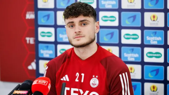 Aberdeen's Dante Polvara during a press conference 