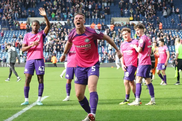 Dan Ballard celebrates during Sunderland's win at West Brom