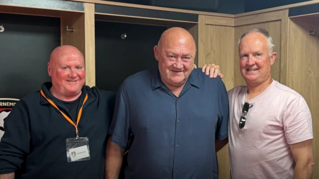John Williams and guests in the Bournemouth dressing room