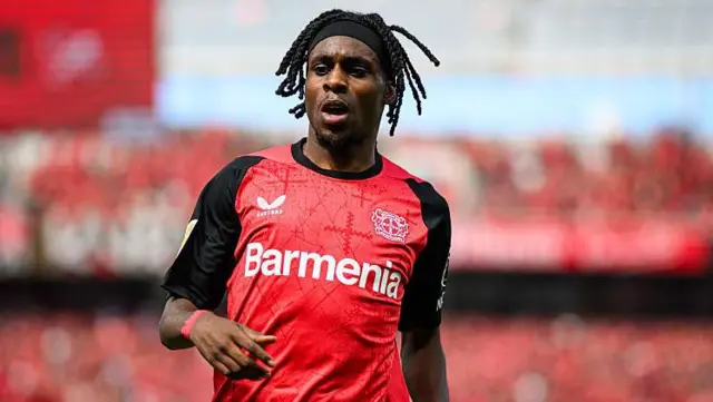 Jeremie Frimpong in action for Bayer Leverkusen