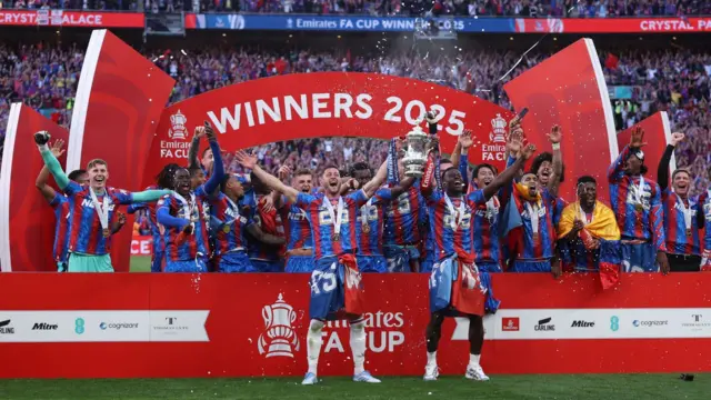  Crystal Palace lift the FA Cup trophy
